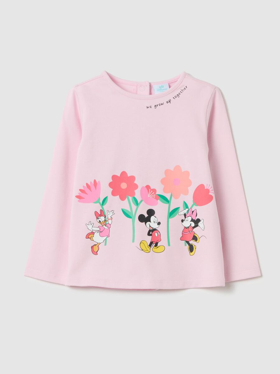 Long-sleeved T-shirt with Daisy Duck Mickey Mouse and Minnie Mouse print_0