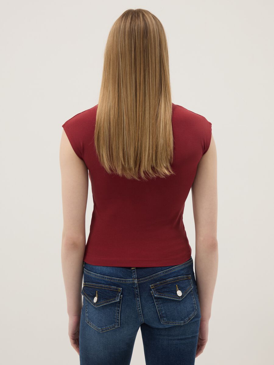 Red fitted cotton tank top with stretch_3