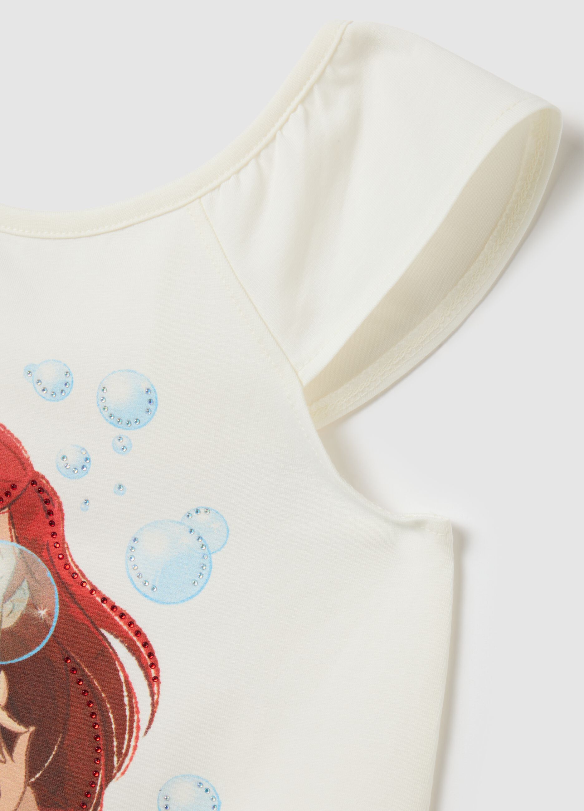 Top da bambina in cotone elasticizzato bianco con stampa Disney