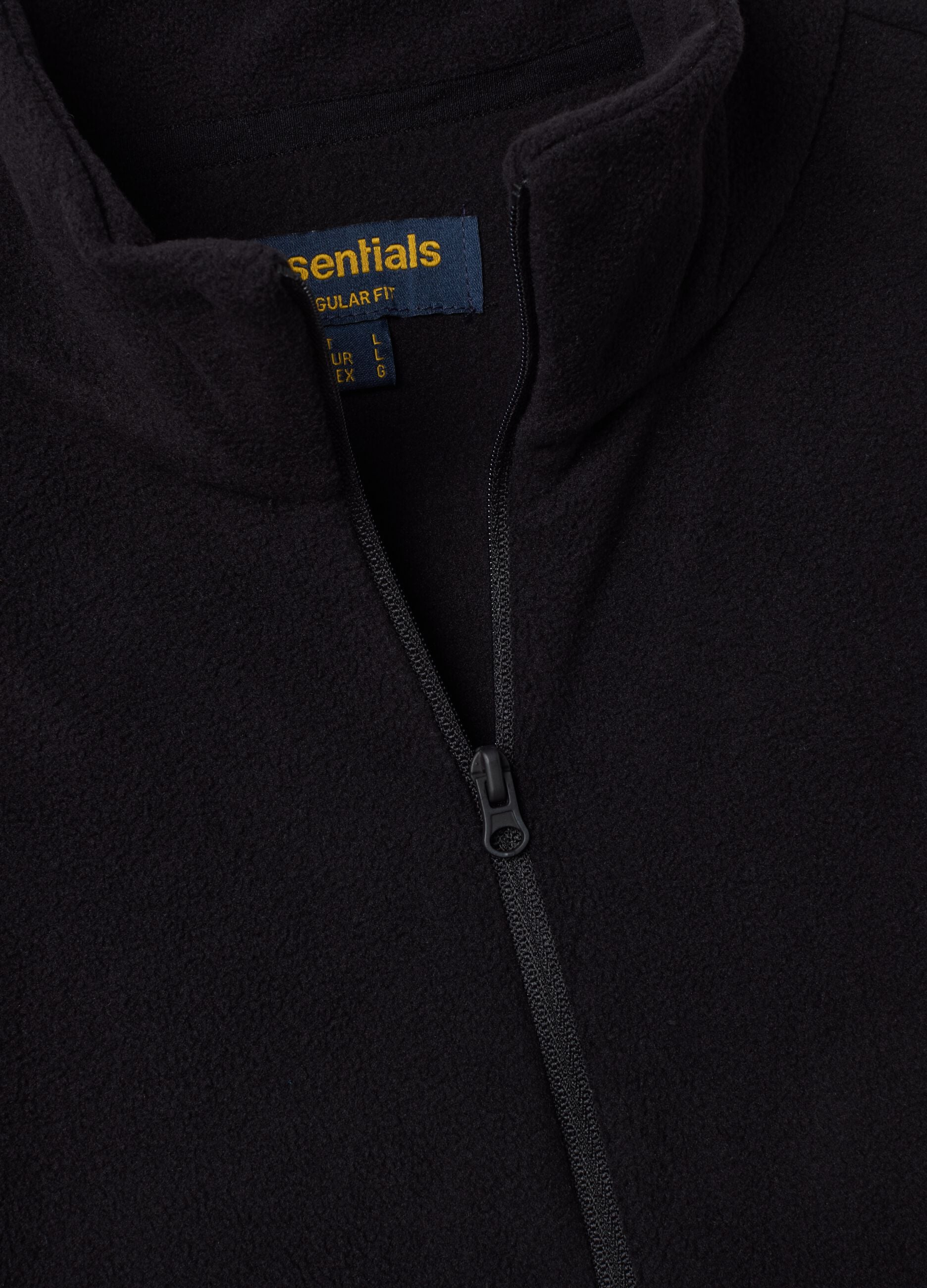 Felpa nera half zip regular fit in pile