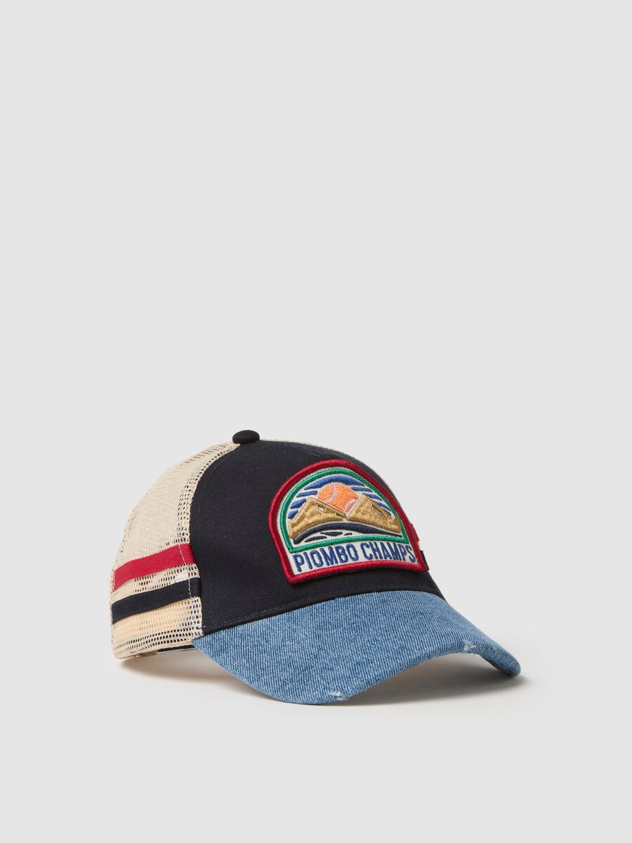 Cappello da baseball in puro cotone multicolor da bambino con rete_0