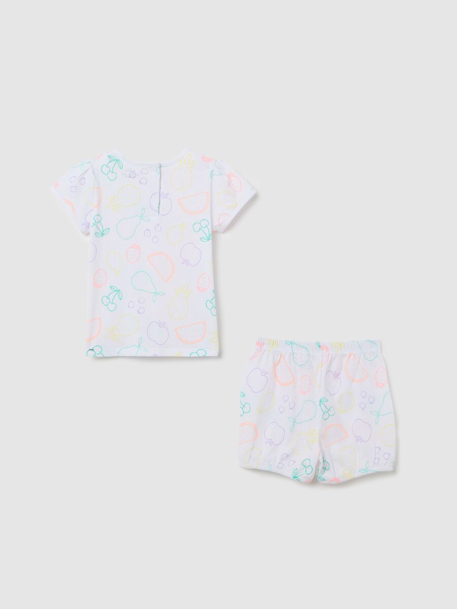 Short children's pyjamas in pure cotton with colourful fruit_1