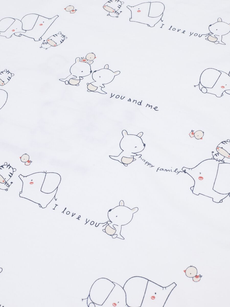 Copertina in puro cotone bianca da neonato con animali ricamati_2