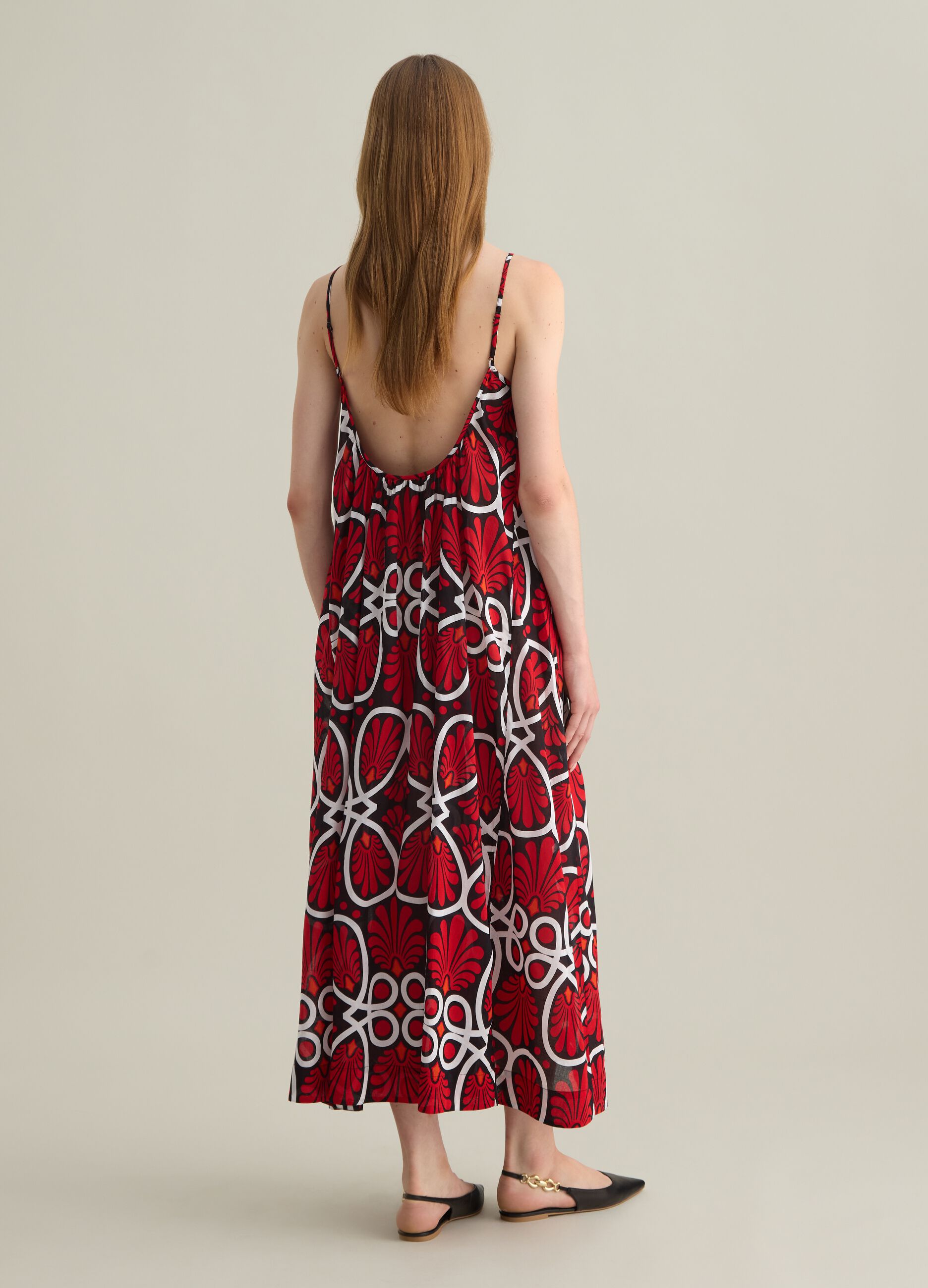 Women's long dress in pure multicolour cotton, regular fit