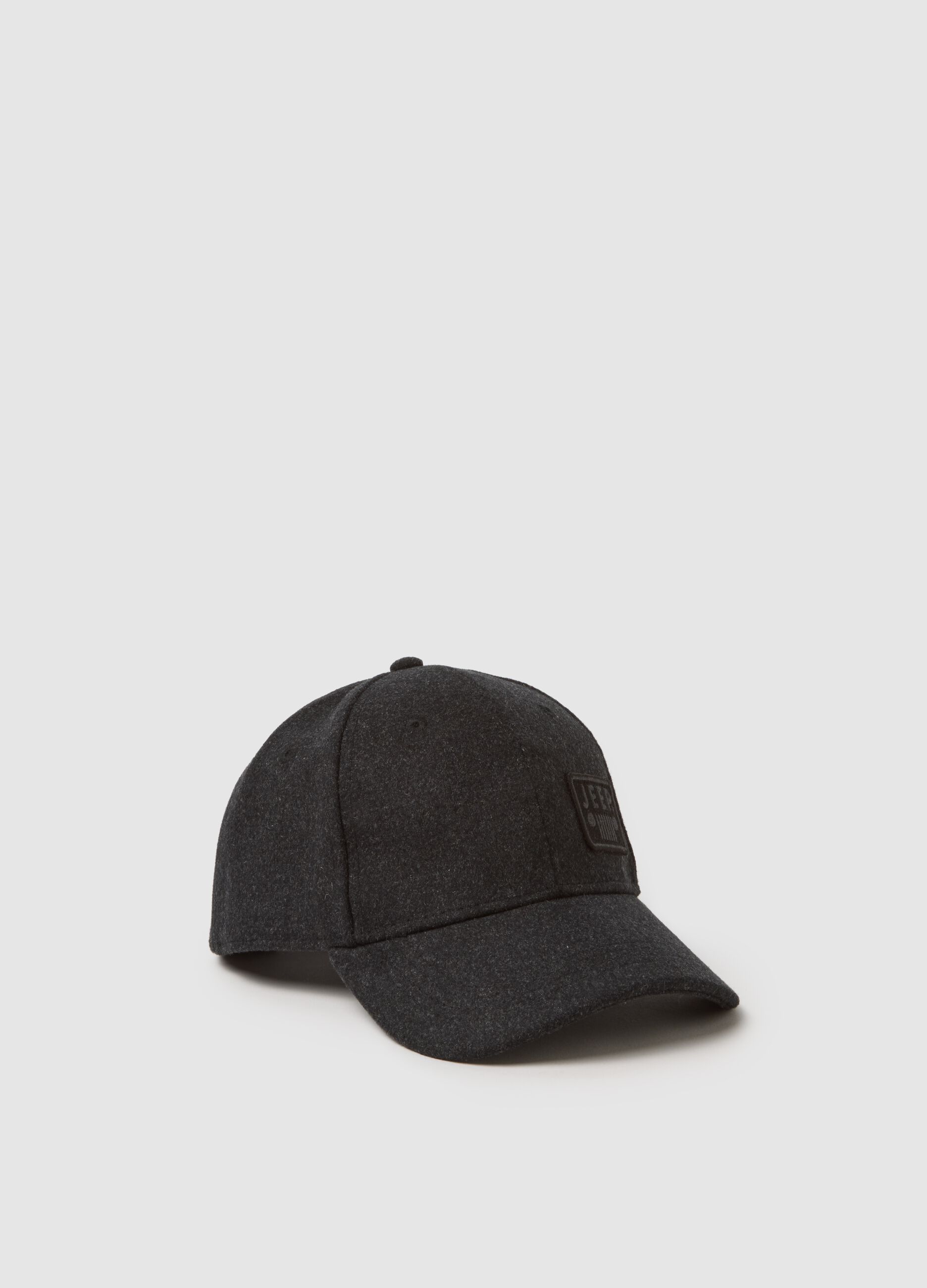 Grey wool blend baseball cap