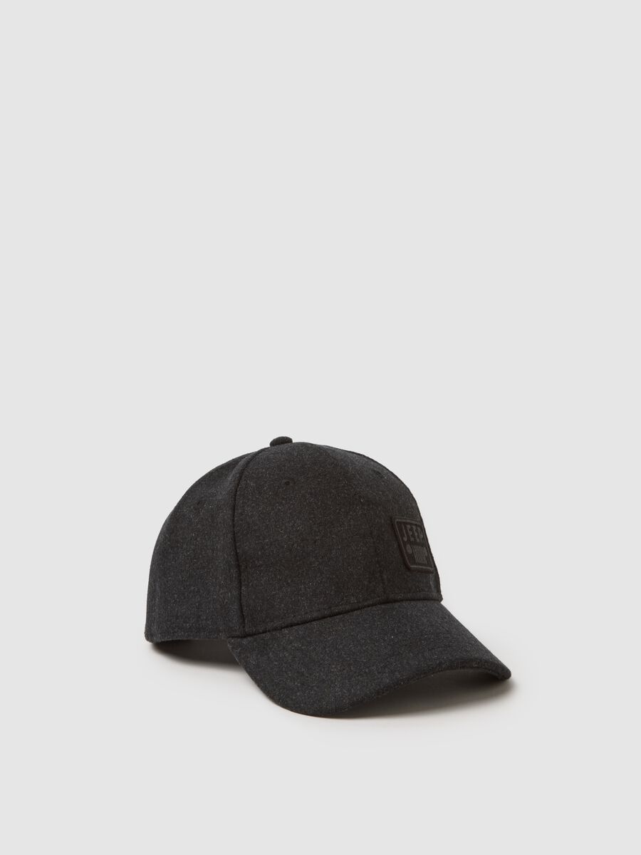 Cappellino da baseball in misto lana grigio_0