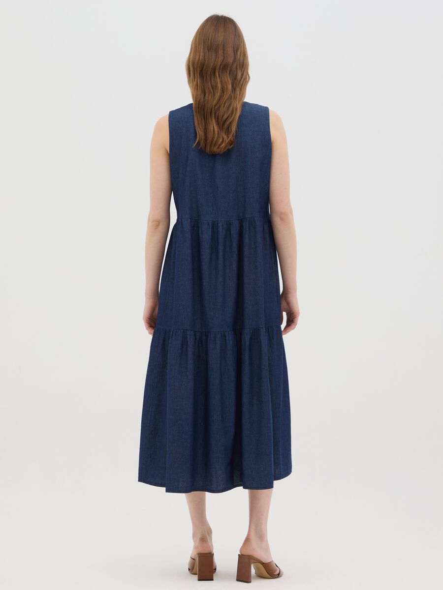 Women's Long Blue Pure Cotton Dress Regular Fit_2
