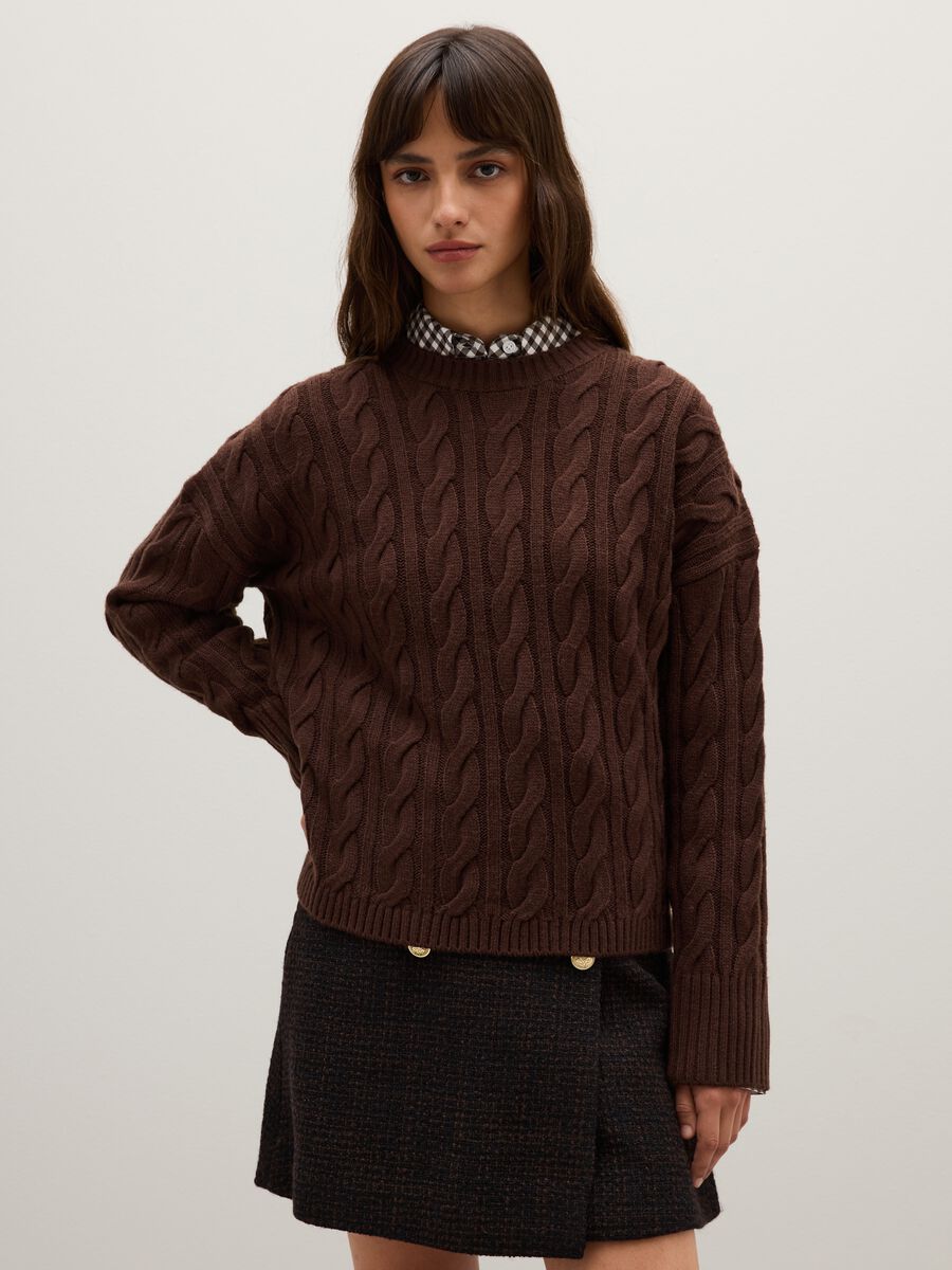 Maglione in misto lana marrone regular fit_0