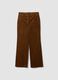Brown flared ribbed stretch-cotton trousers_0