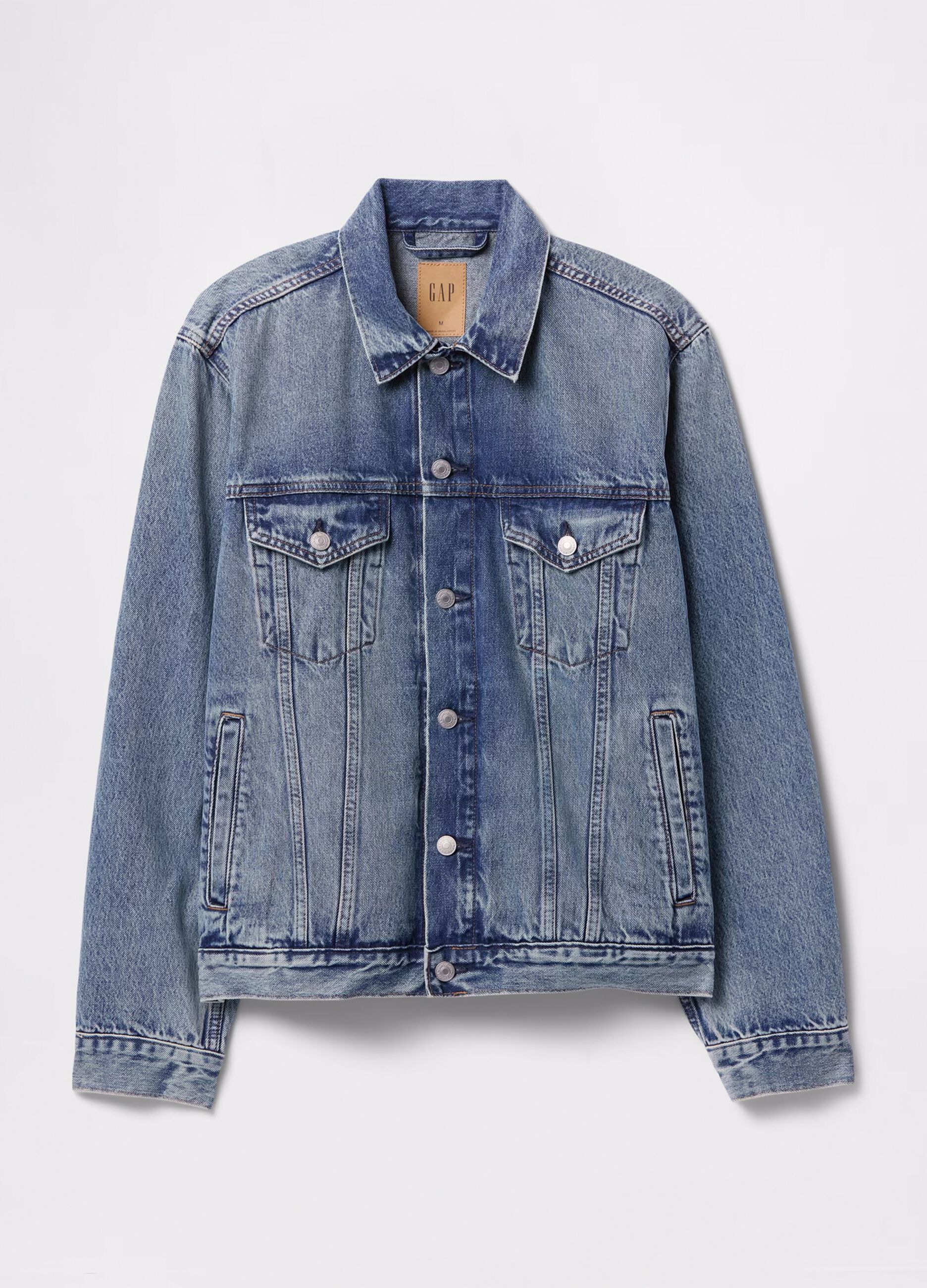 Short acid wash denim jacket