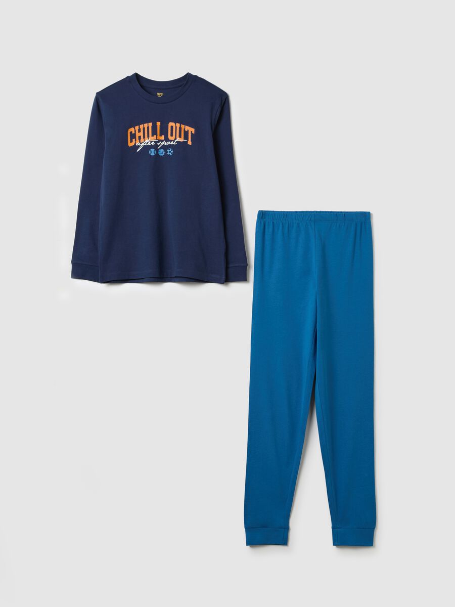 Pigiama in cotone stampa "Chill out after sport" _0