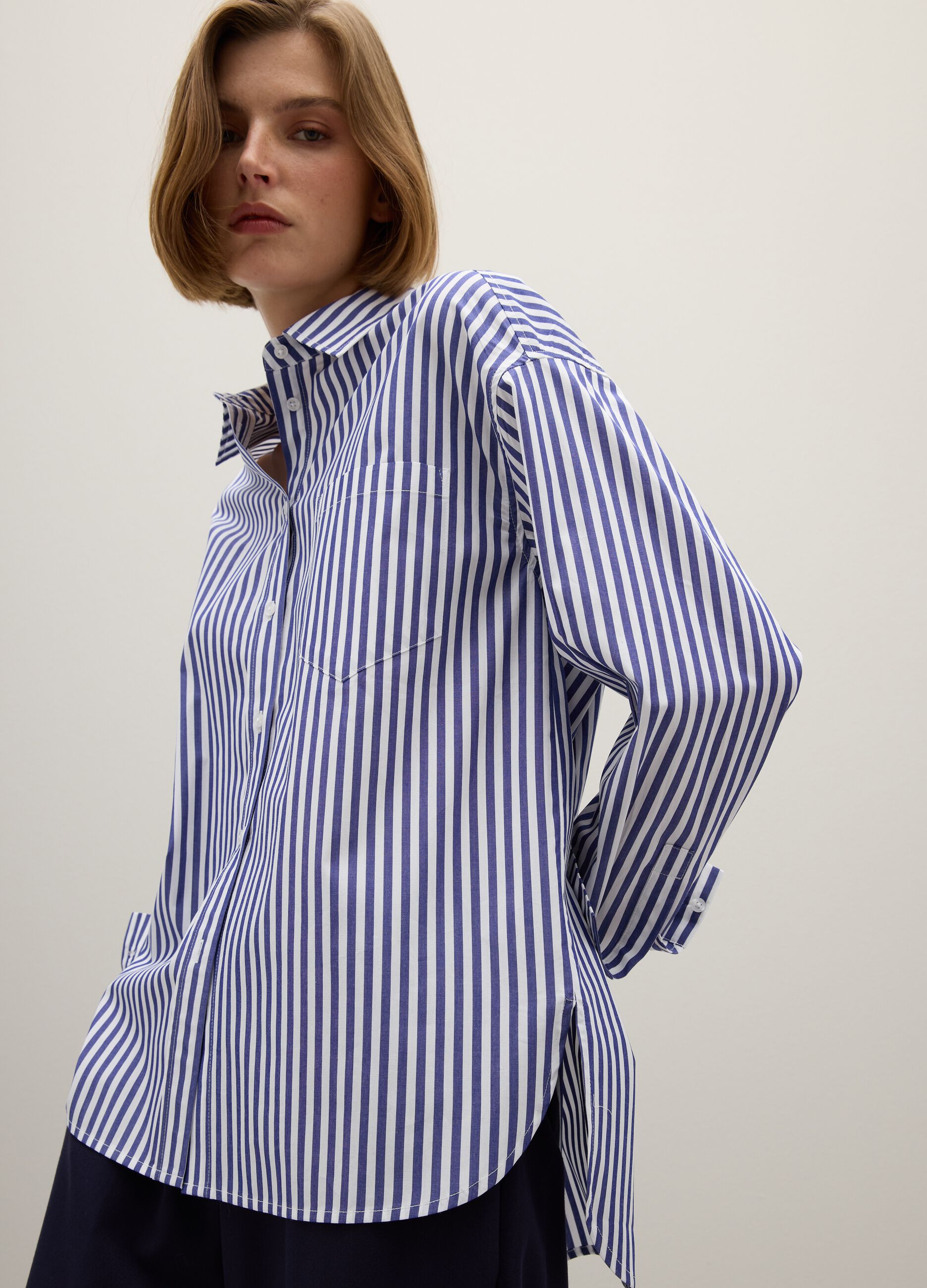 Blue Striped Cotton Shirt