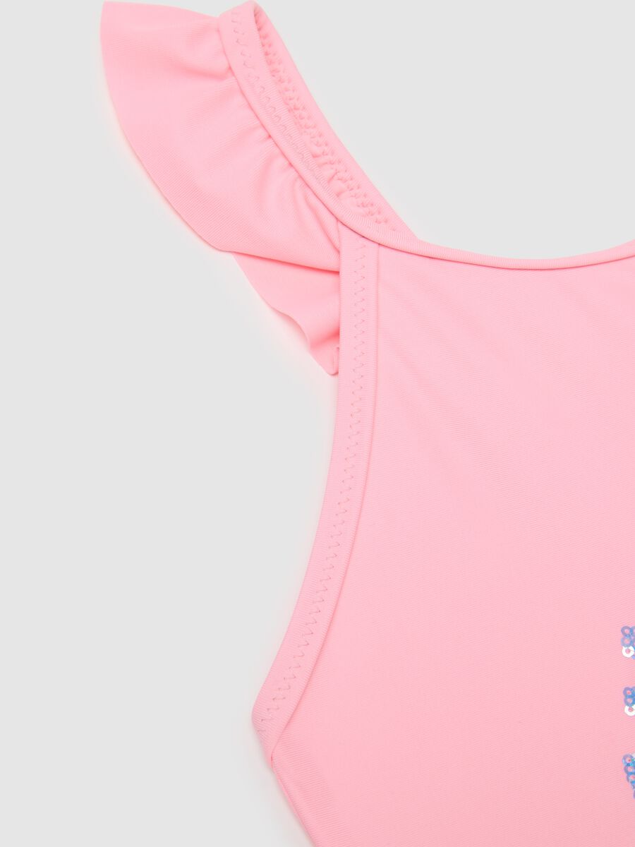 Girls' pink stretch fabric swimsuit_2