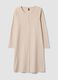 Beige organic cotton-blend jersey nightdress with crew neck_4