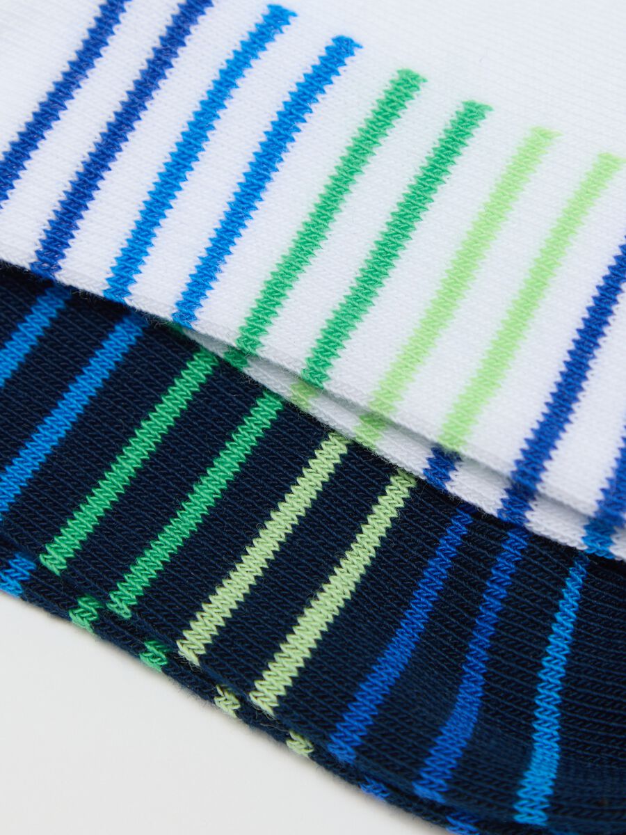 Seven-pair pack white and blue shoe liners with stripes_1