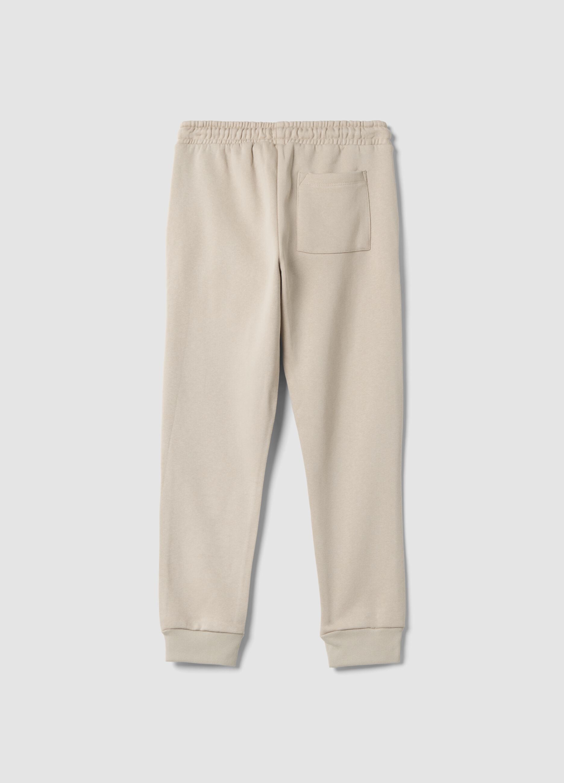 Beige cotton-blend regular-fit joggers
