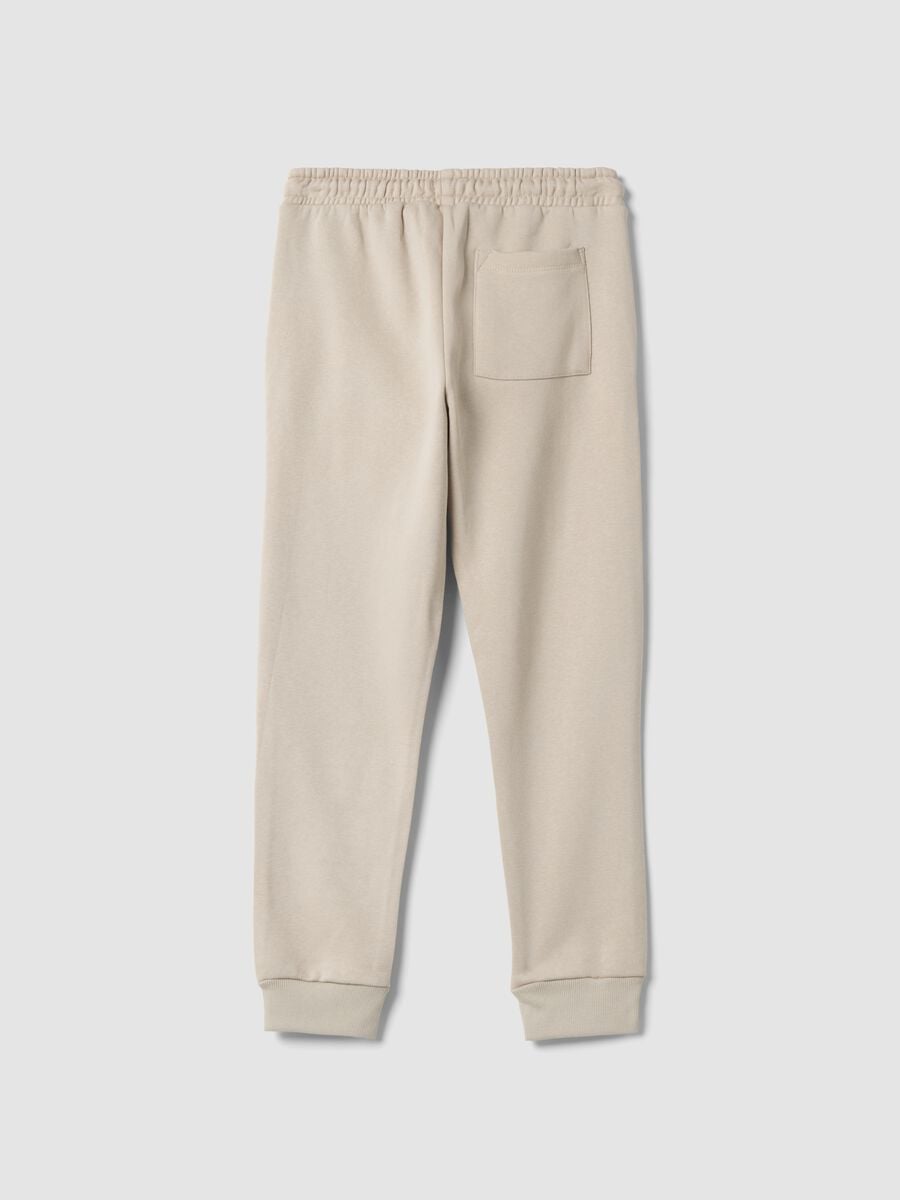 Beige cotton-blend regular-fit joggers_1