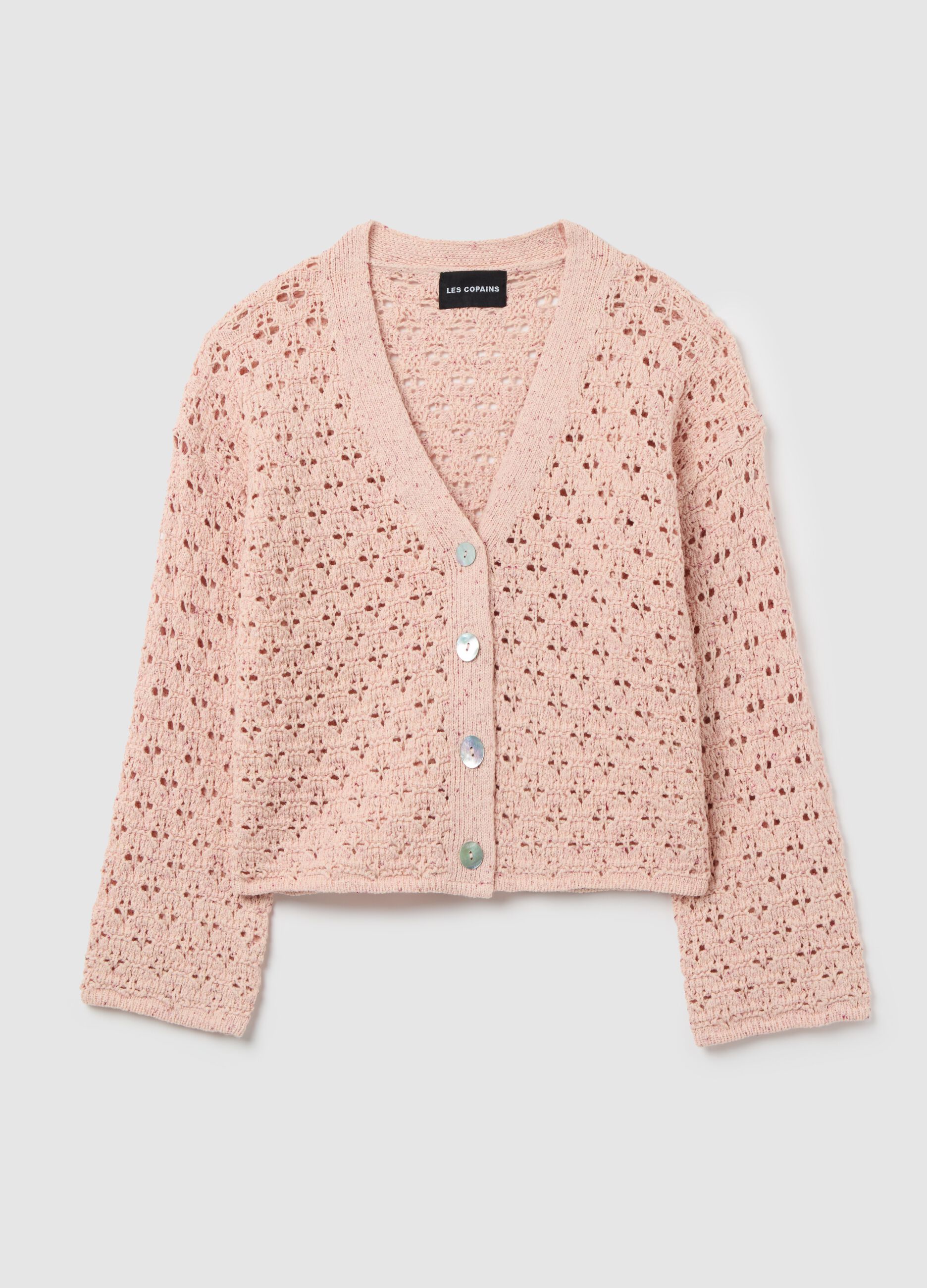 Cardigan crochet con scollo a V