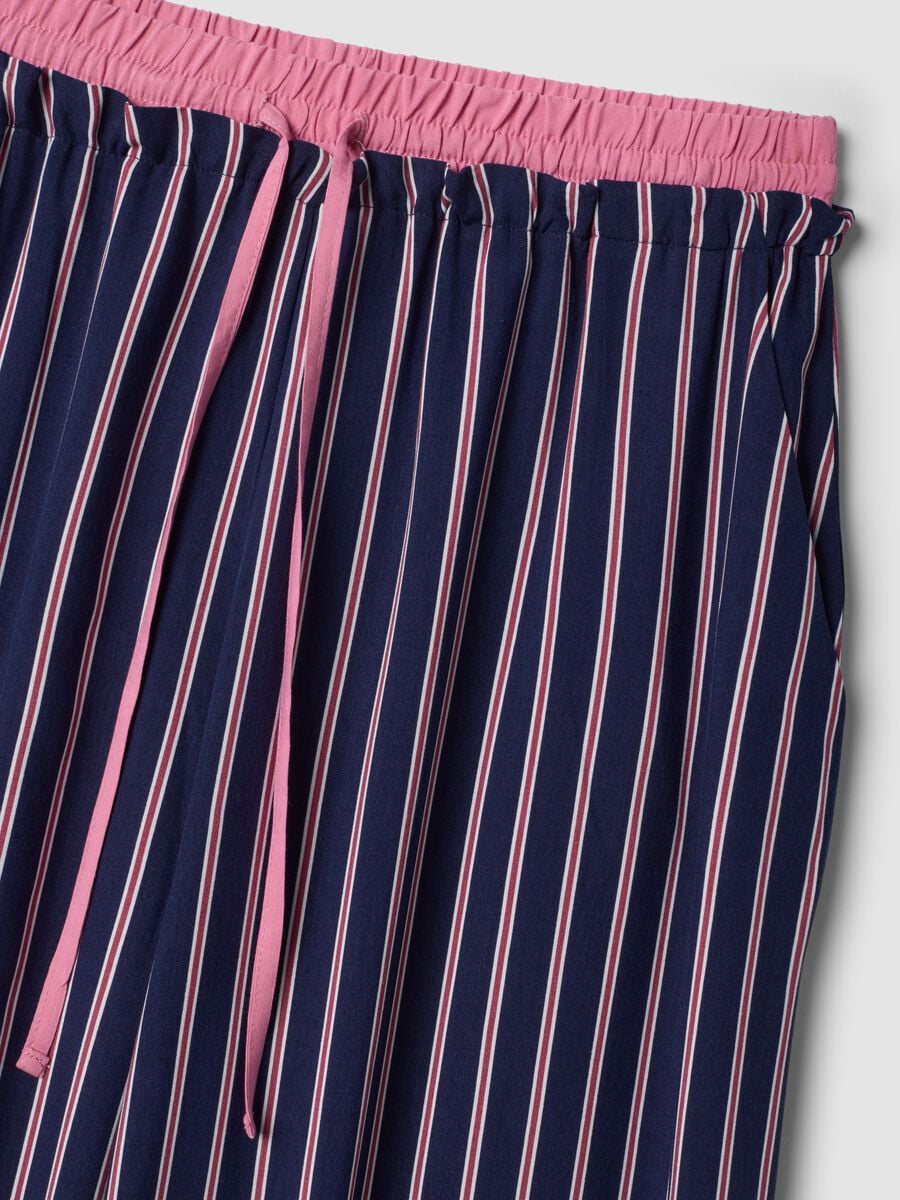 Pantaloni pigiama blu in pura viscosa a righe_1