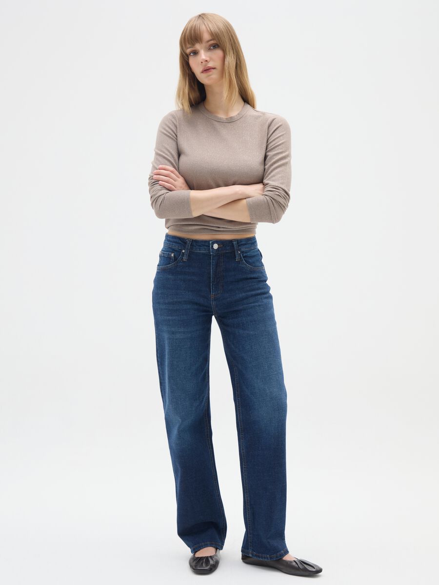 Beige long-sleeve stretch top_1