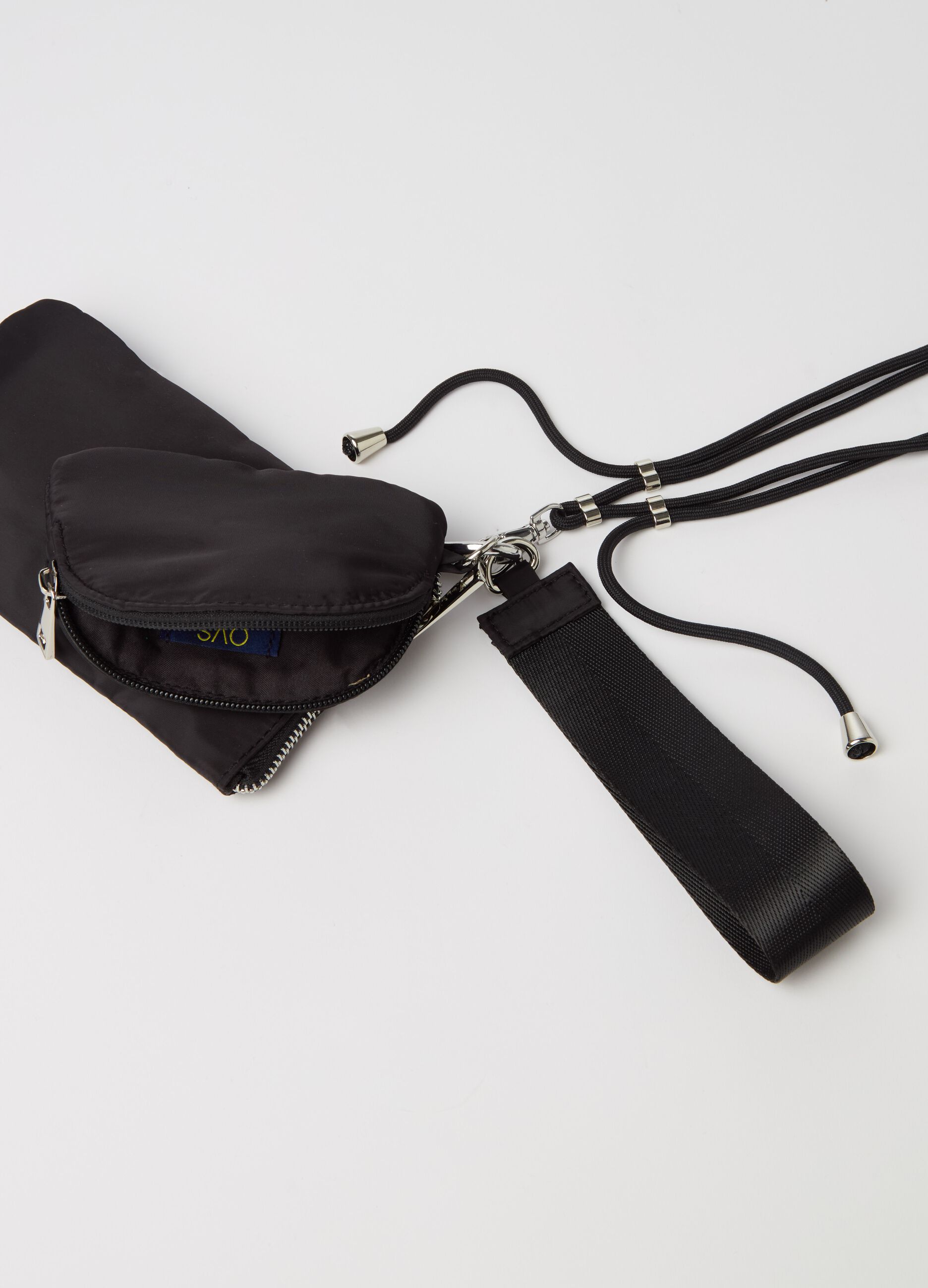 Mobile phone holder with laces and cord