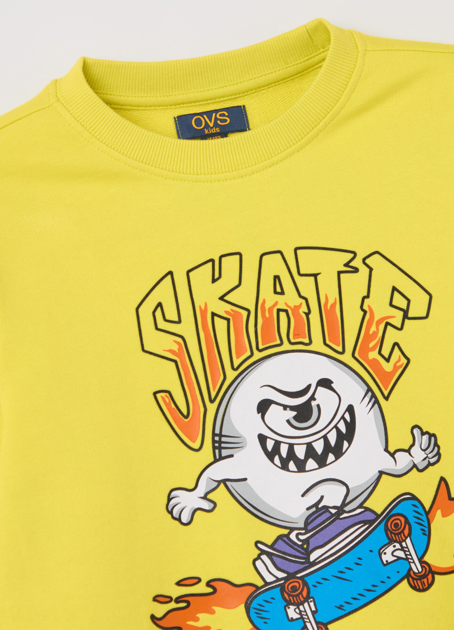 French Terry sweatshirt with skater monster print