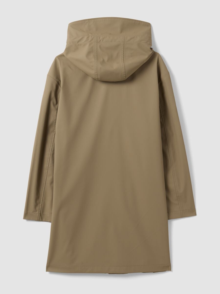 Giacca lunga beige con cappuccio e zip_6