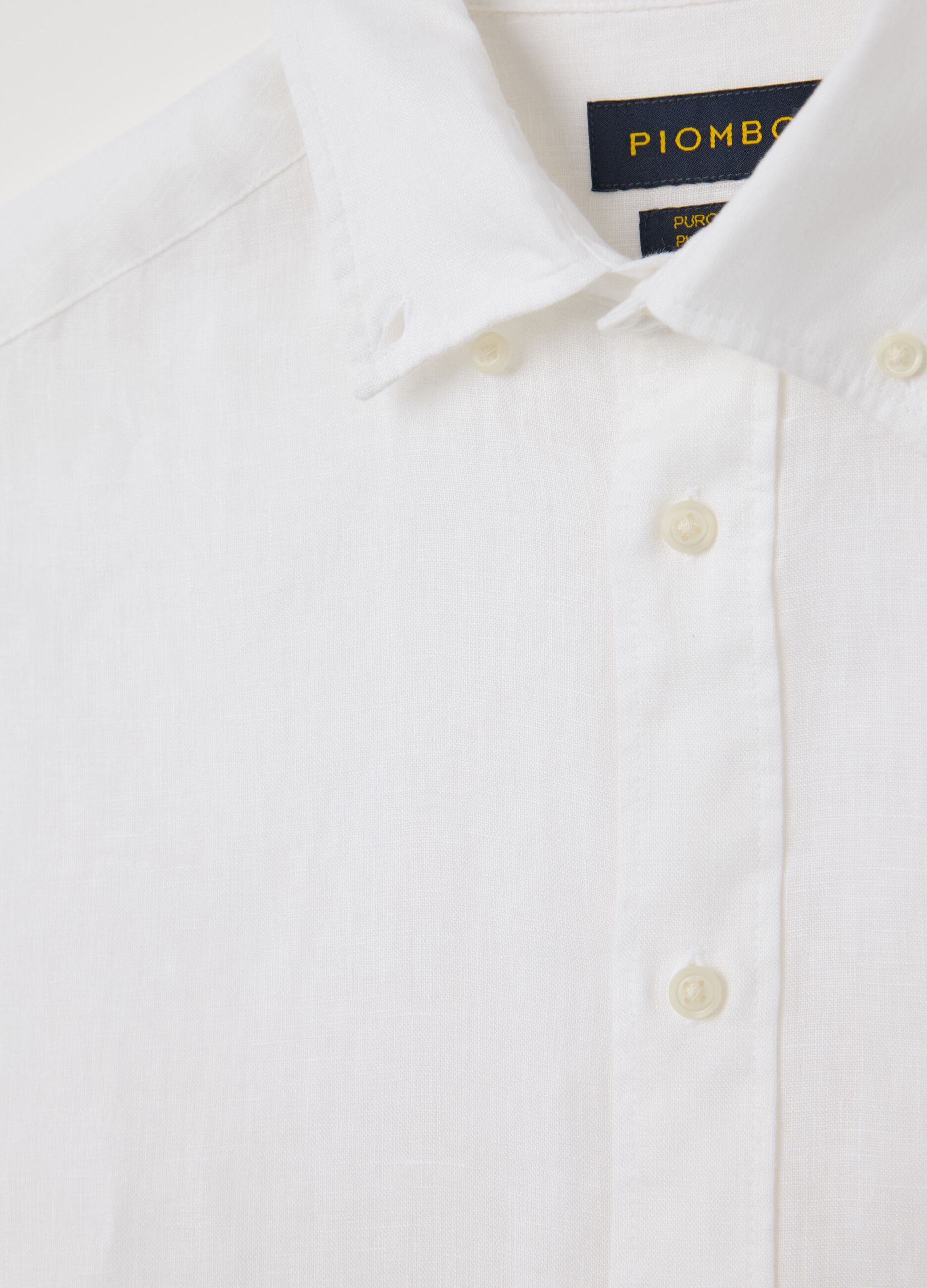 White Pure Linen Piombo Shirt