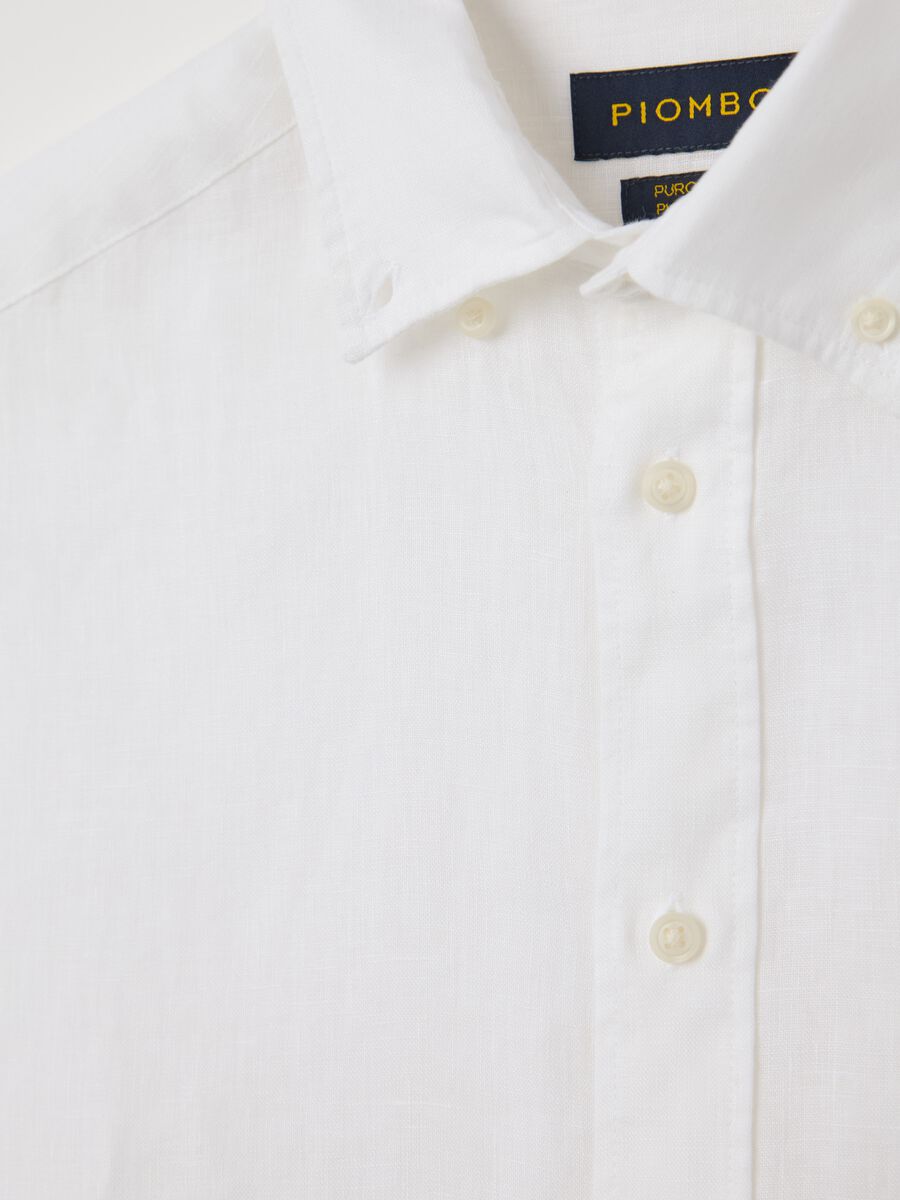 White Pure Linen Piombo Shirt_5