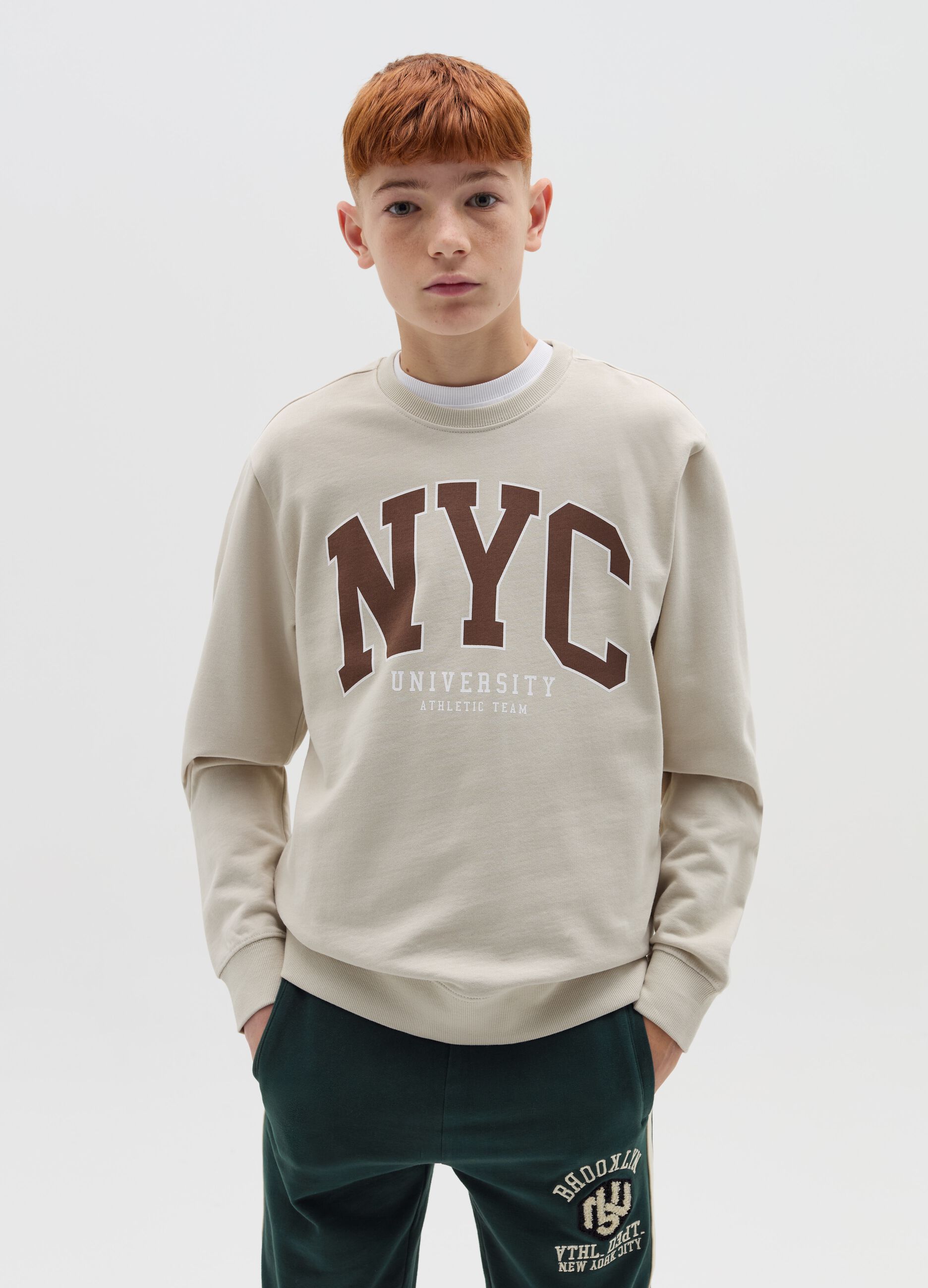 Felpa in French Terry stampa NYC University OVS KIDS da Ragazzo OVS