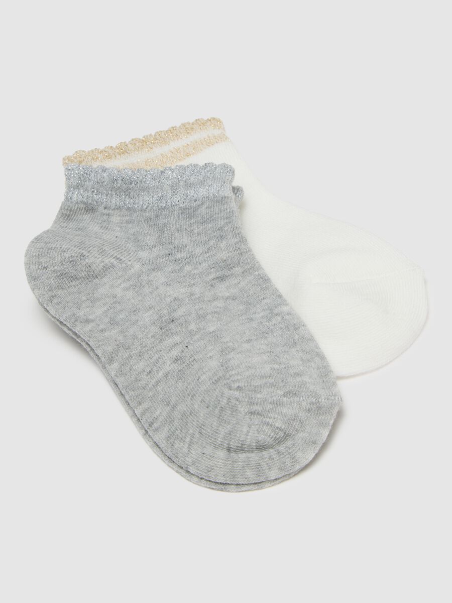 Girls' Short Multicolour Cotton Mix Socks with Embroidered Edging_2