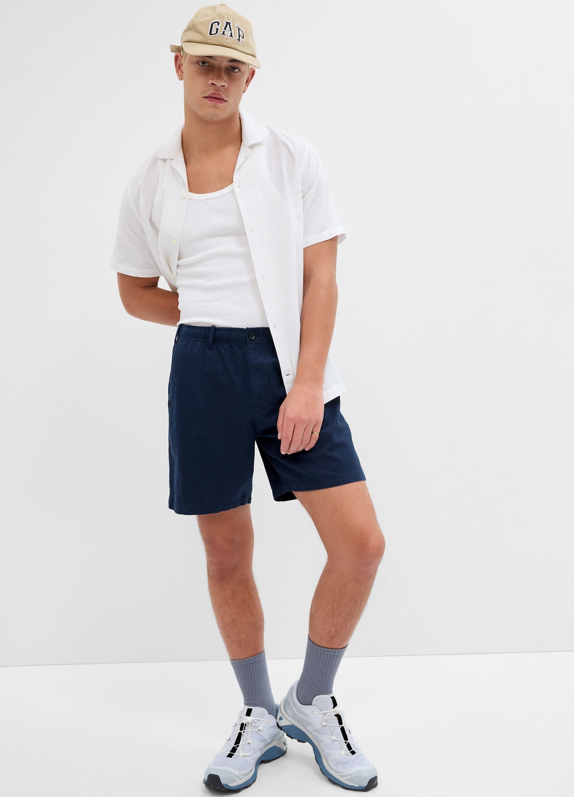 Shorts in lino e cotone