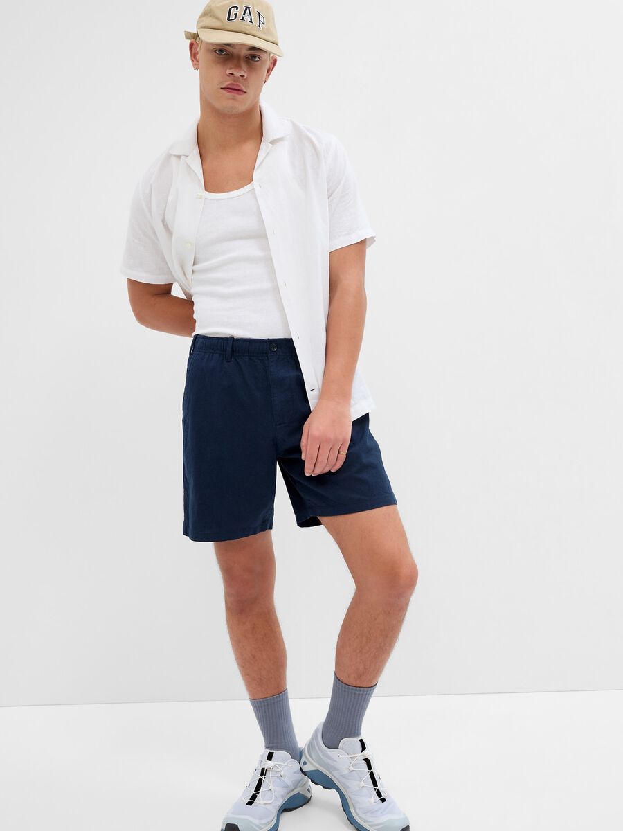 Shorts in lino e cotone_0