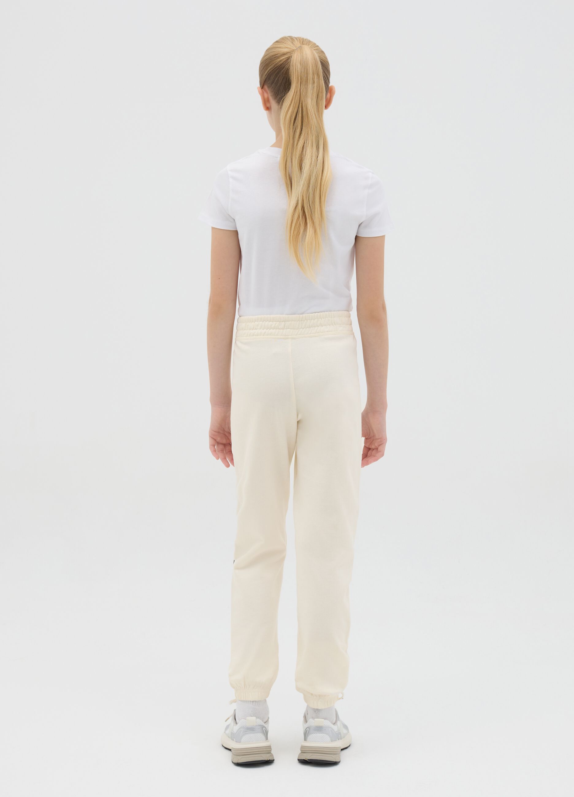 Cotton joggers with drawstring and print