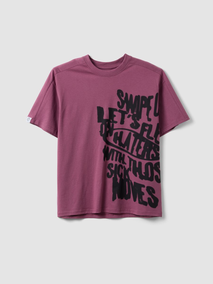 Purple pure cotton boys&rsquo; oversized T-shirt with print_3