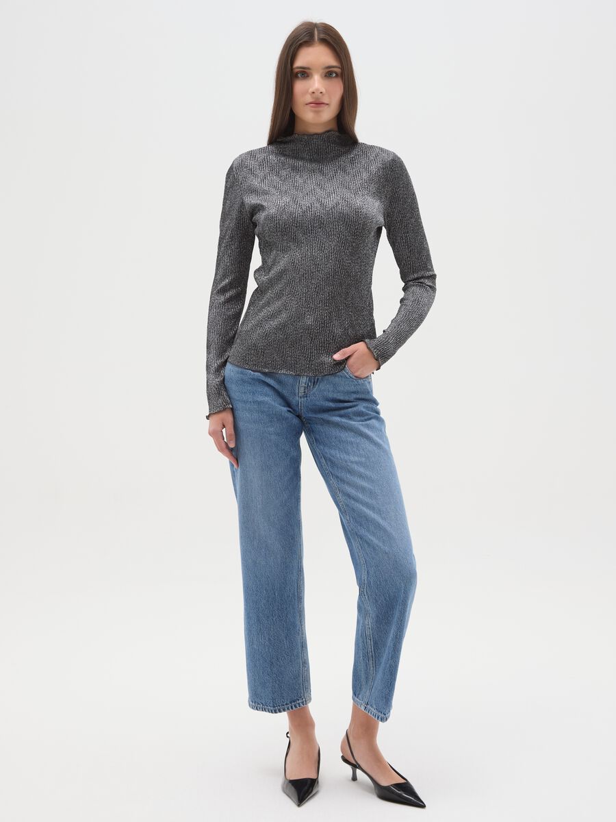 Maglia a maniche lunghe grigia in lurex_1