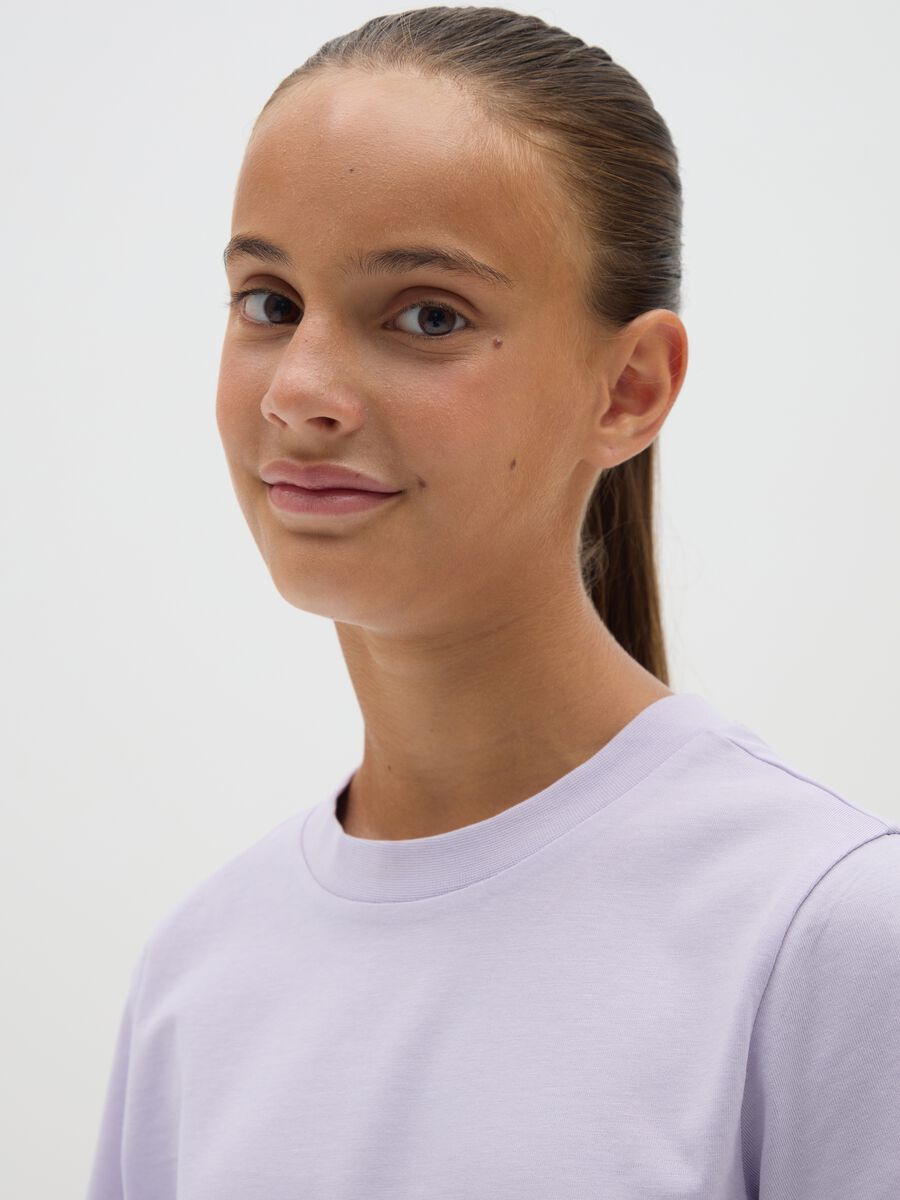 Girls' pure cotton purple crop T-shirt_2