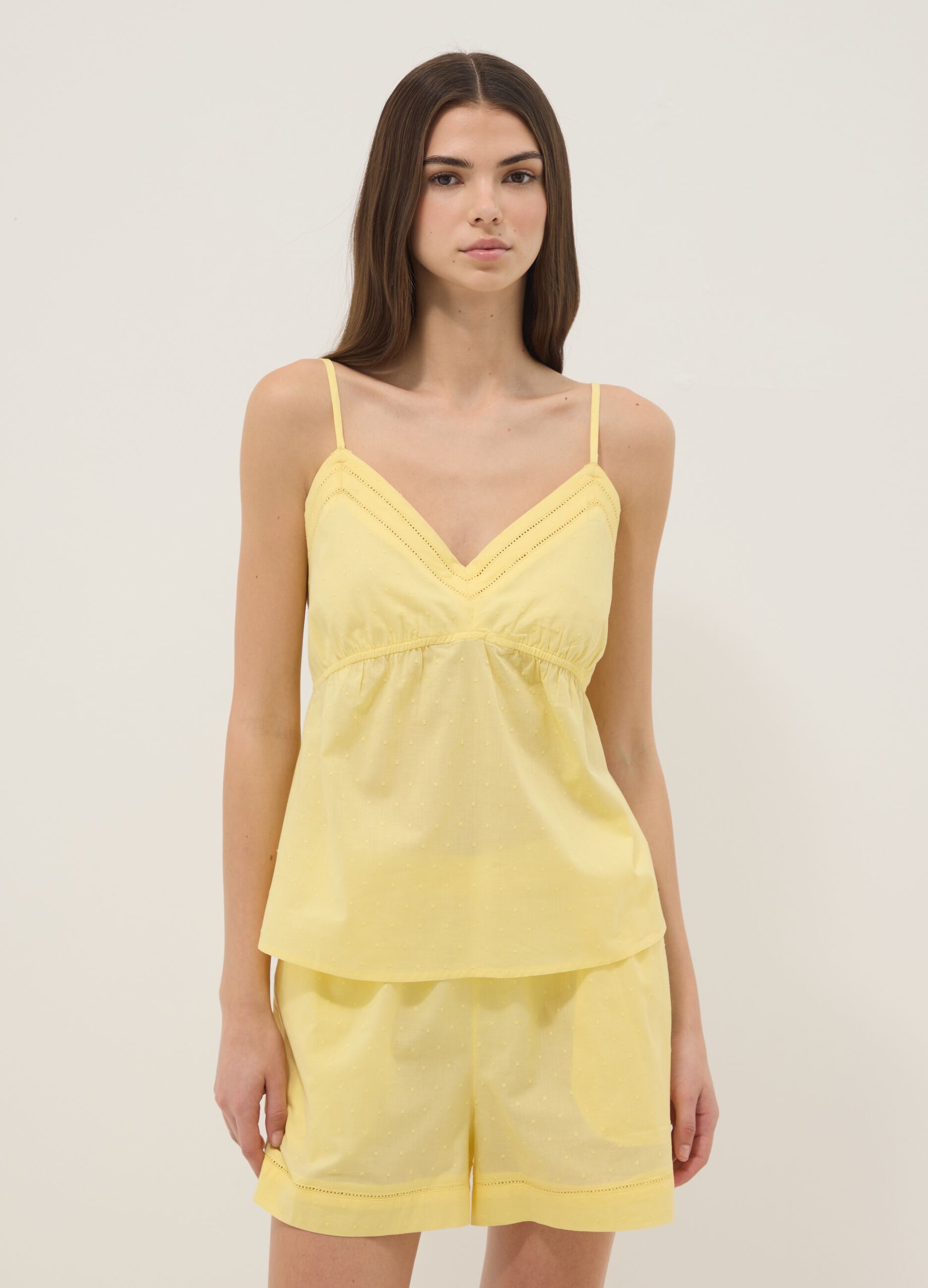 Pigiama giallo in puro cotone regular fit