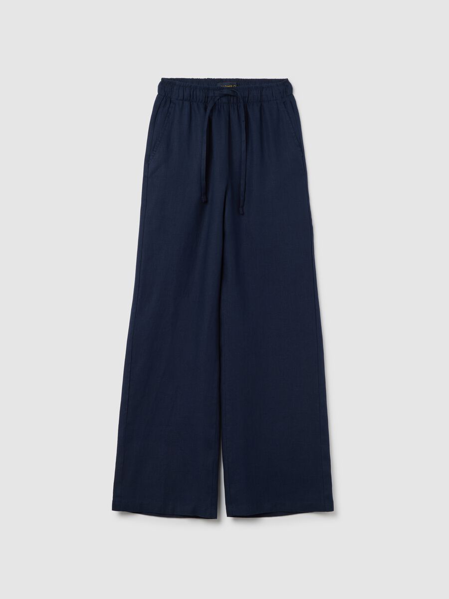 Piombo Blue Linen Trousers_4