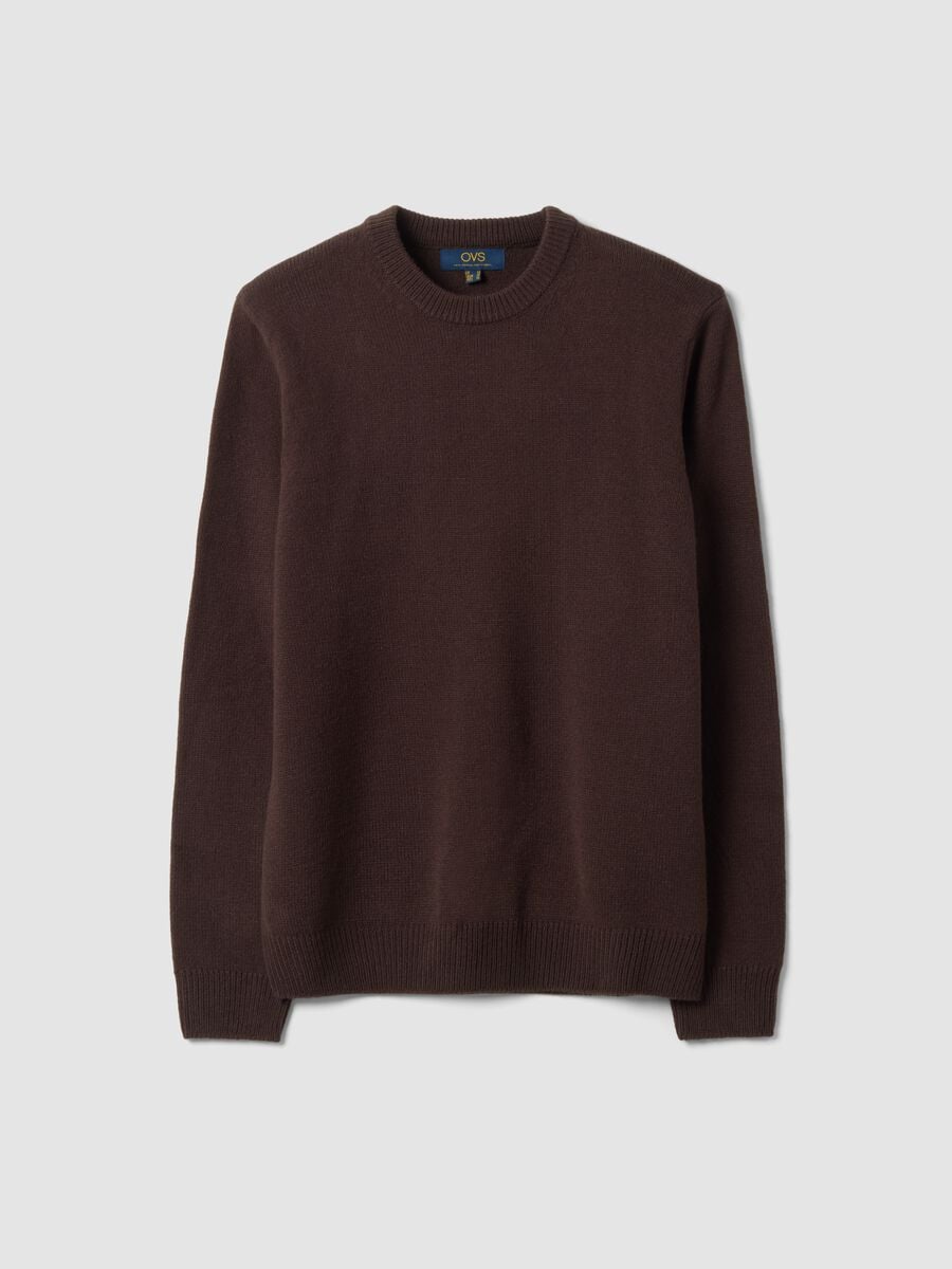 Maglia marrone girocollo in jersey knit regular fit_0