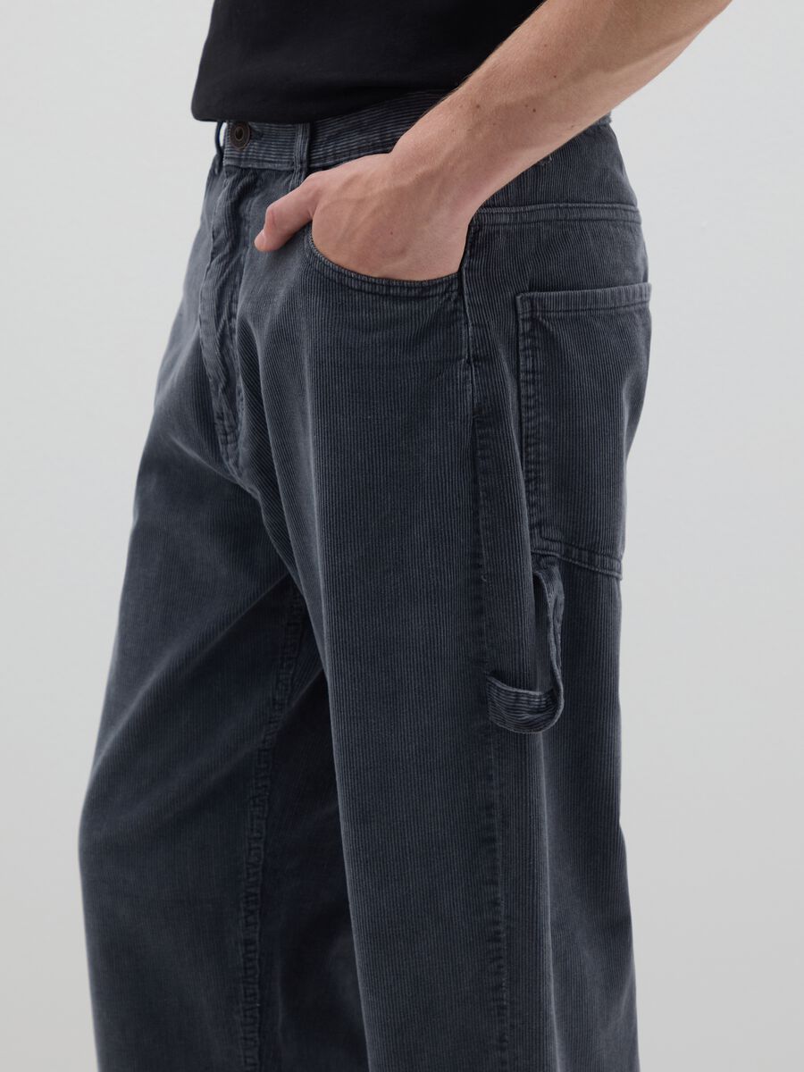 Pantaloni baggy in puro cotone grigi_3