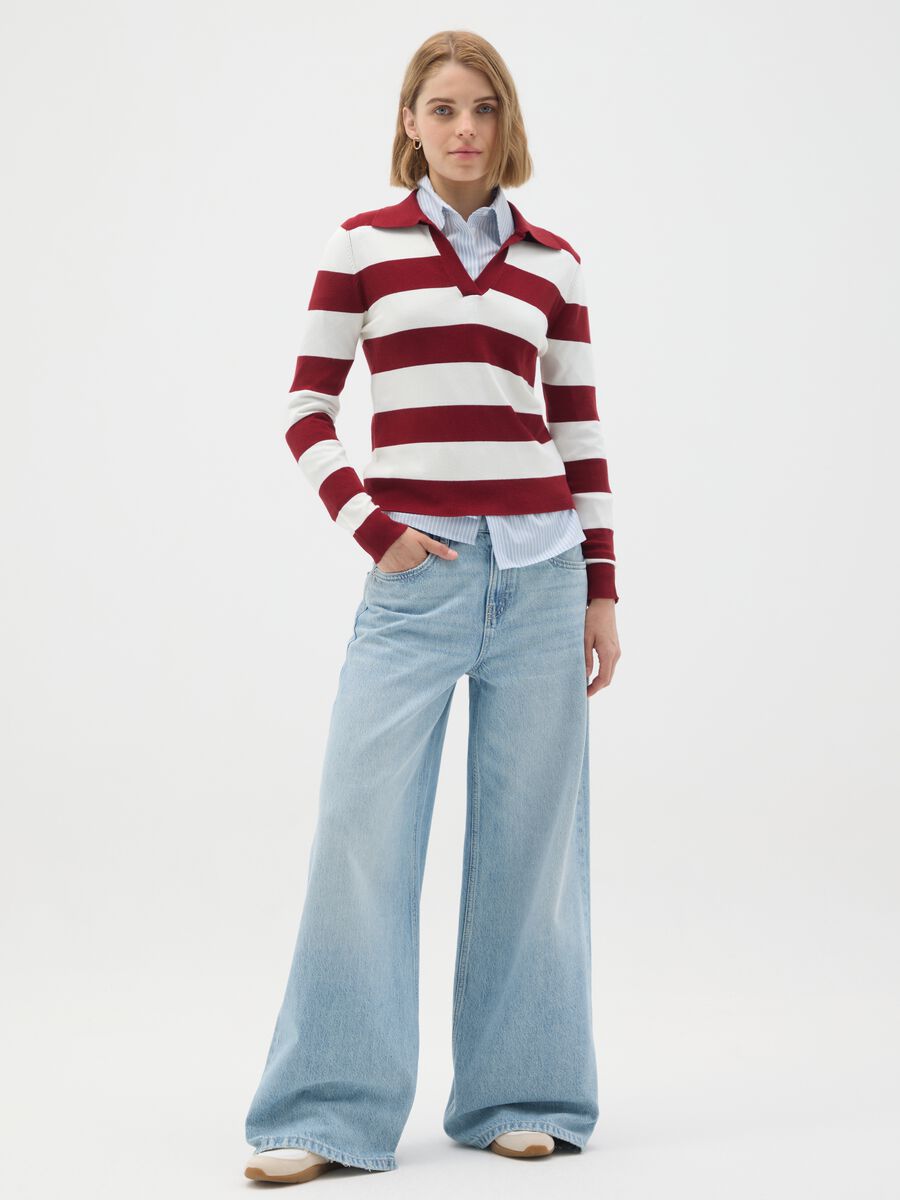 Maglia in misto viscosa multicolor regular fit a righe_1