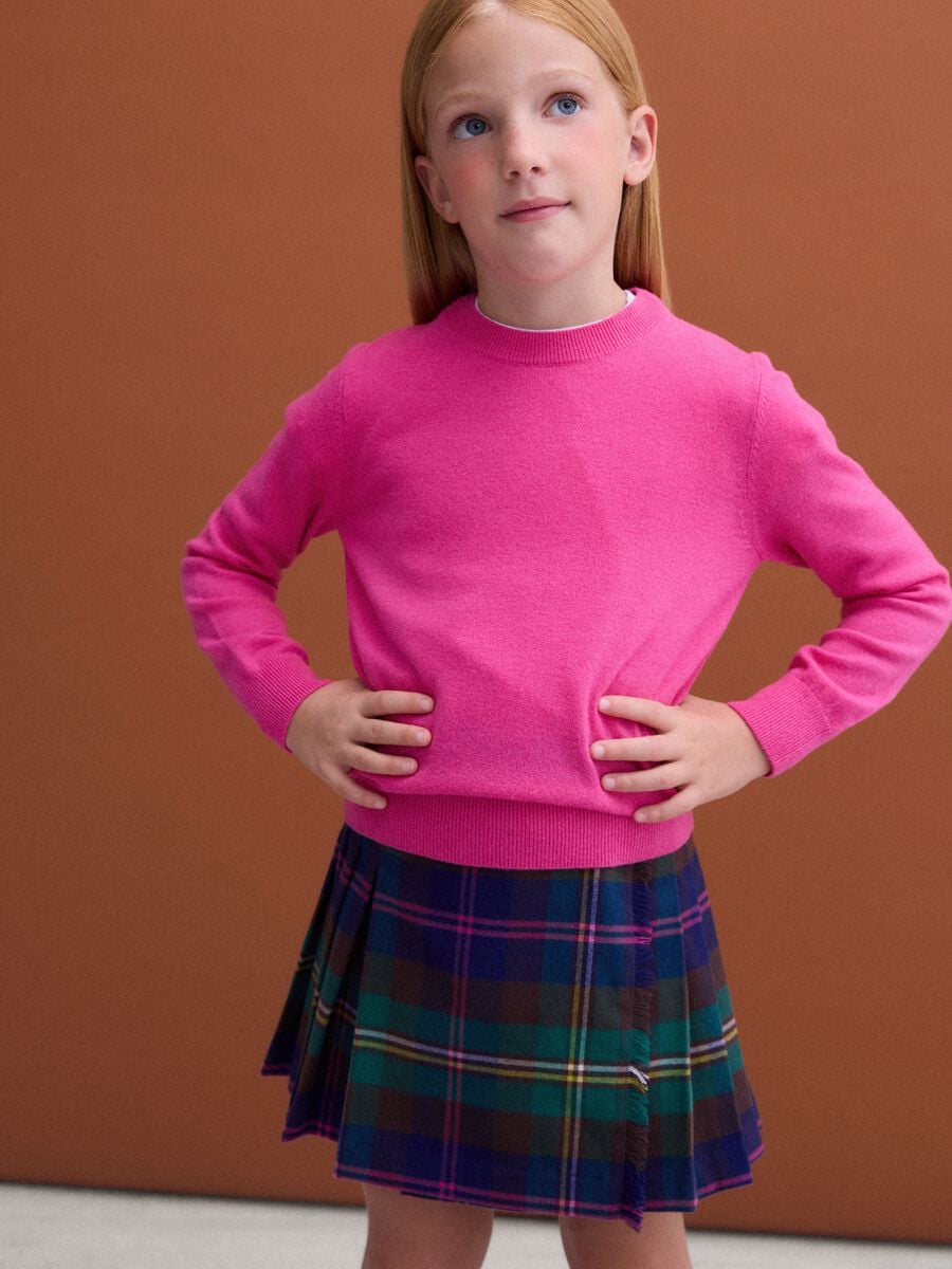 Maglione rosa in pura lana a maniche lunghe regular fit_1