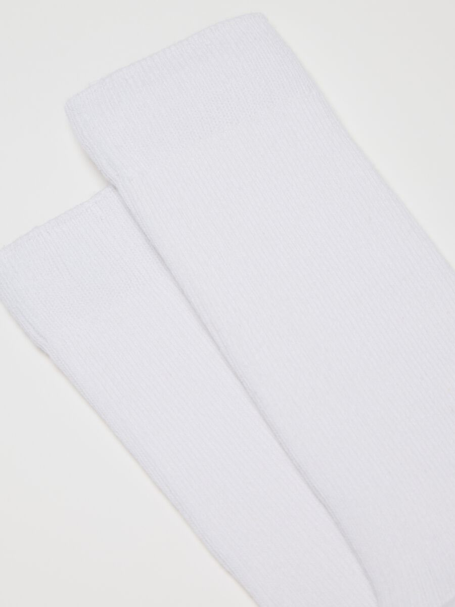 White Midi Cotton Blend Socks_1