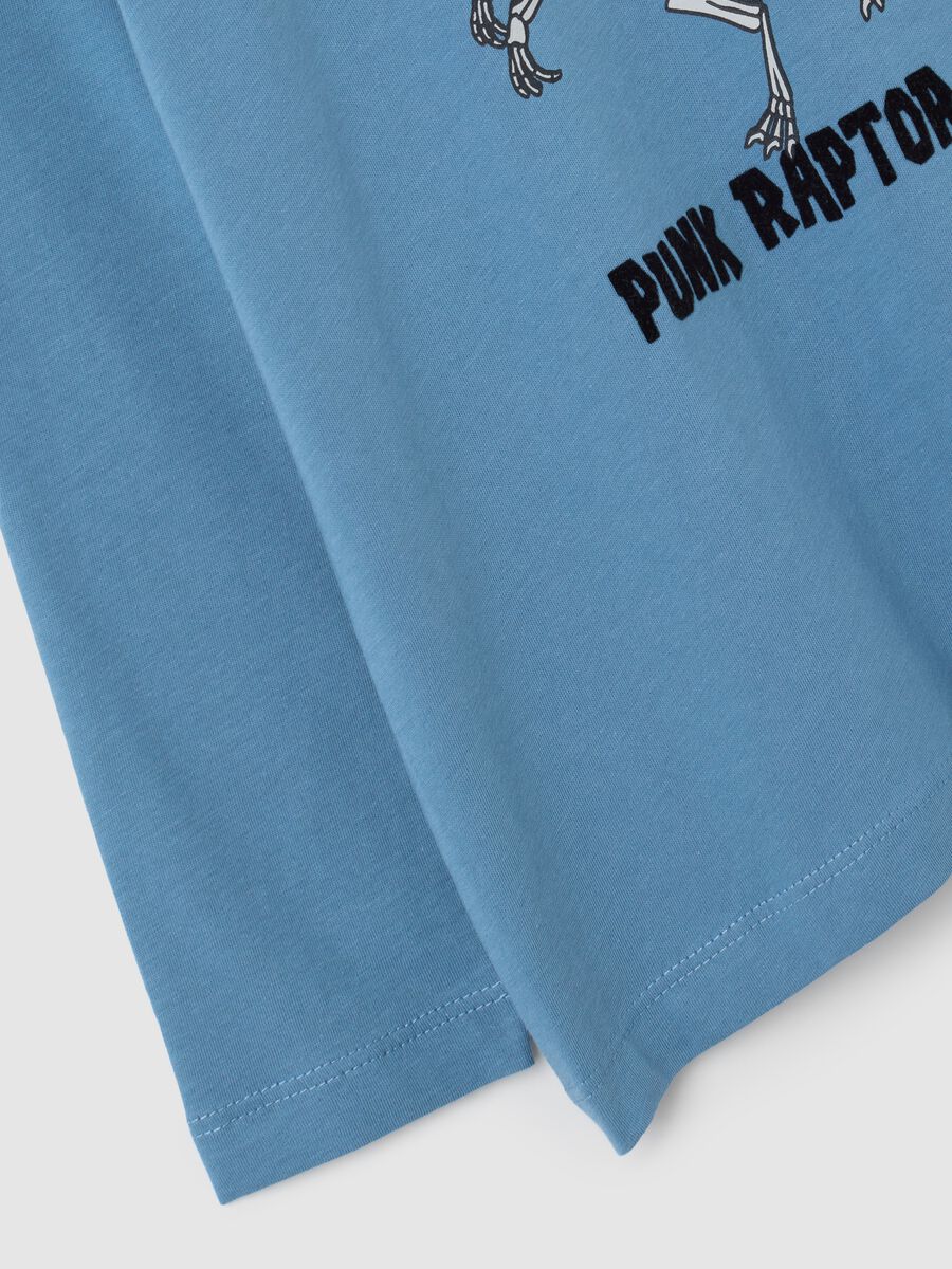 T-shirt da bambino in puro cotone blu regular fit con stampa_3