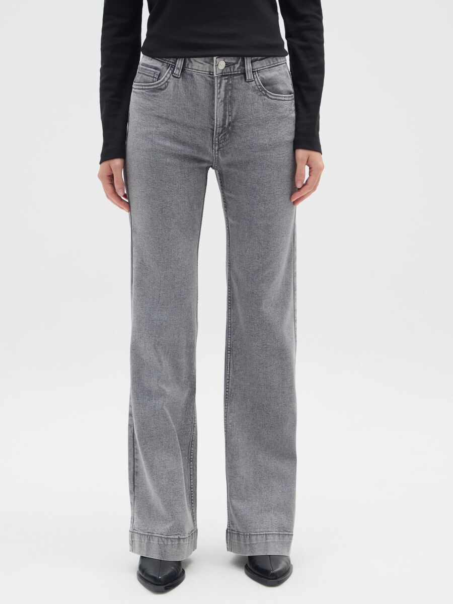 Grey Cotton Blend Bootcut Jeans_1