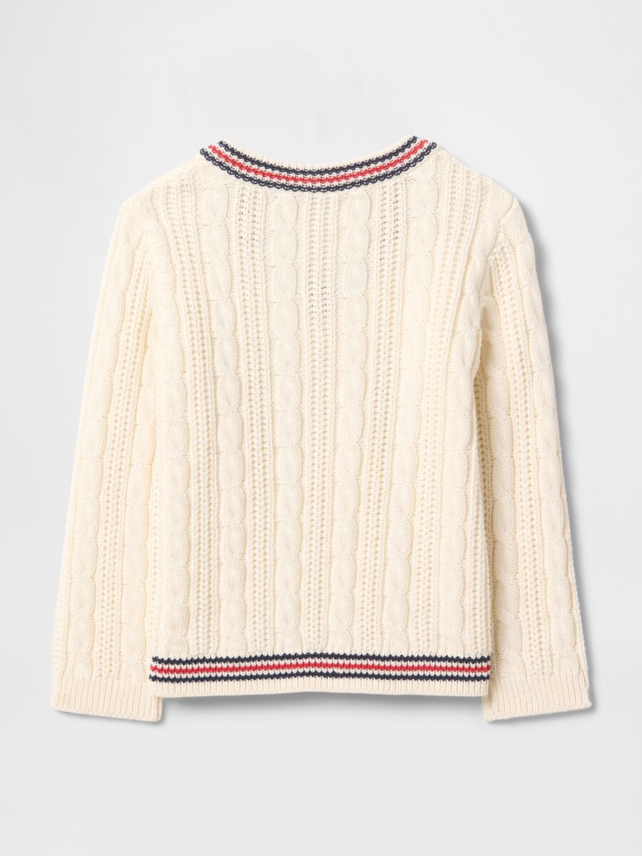White V-neck Cotton Sweater GAP Kids_1