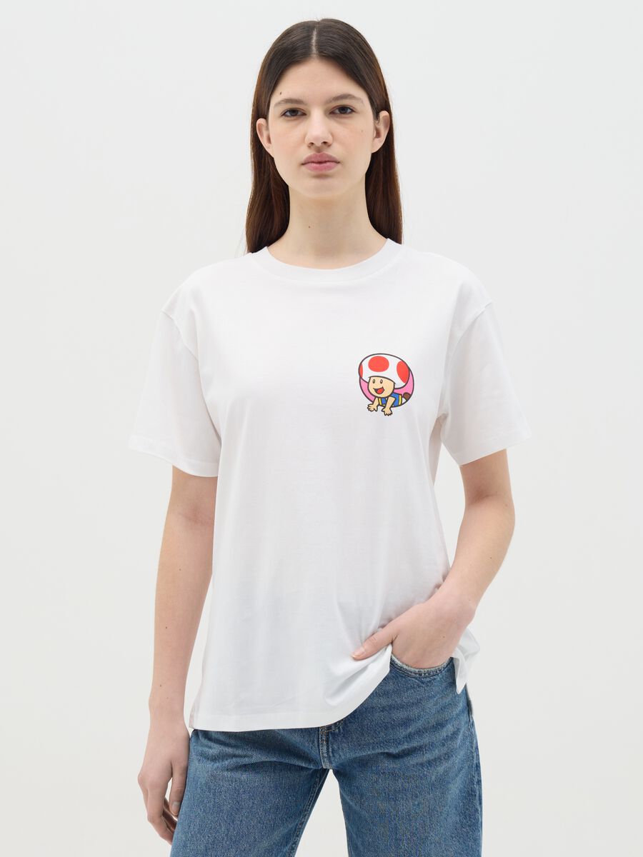 White T-shirt in cotton with Super Mario™ Toad print_0