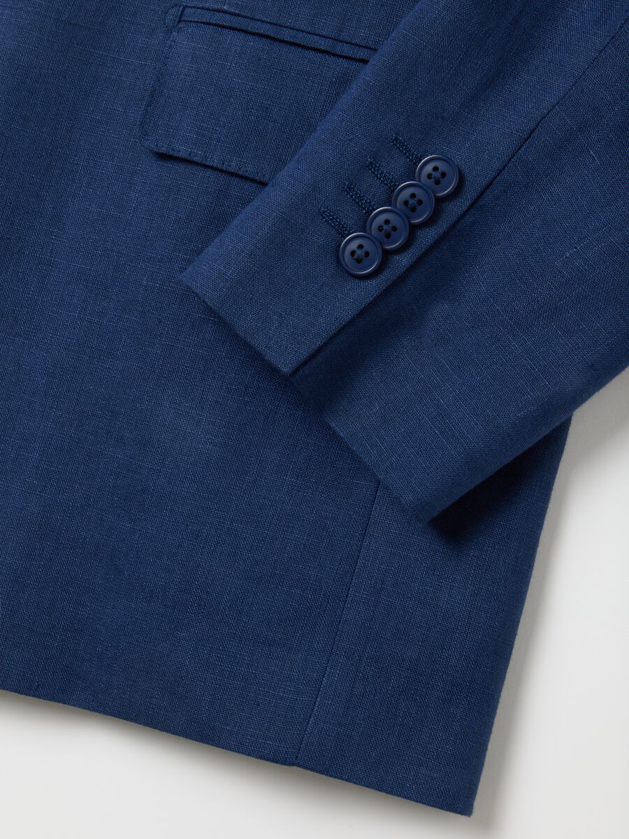 Men's Blazer in Pure Blue Linen Slim Fit_5