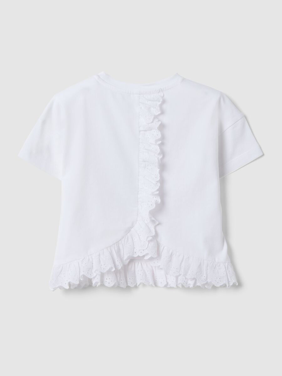 Girl's white stretchy cotton T-shirt featuring Minnie_1